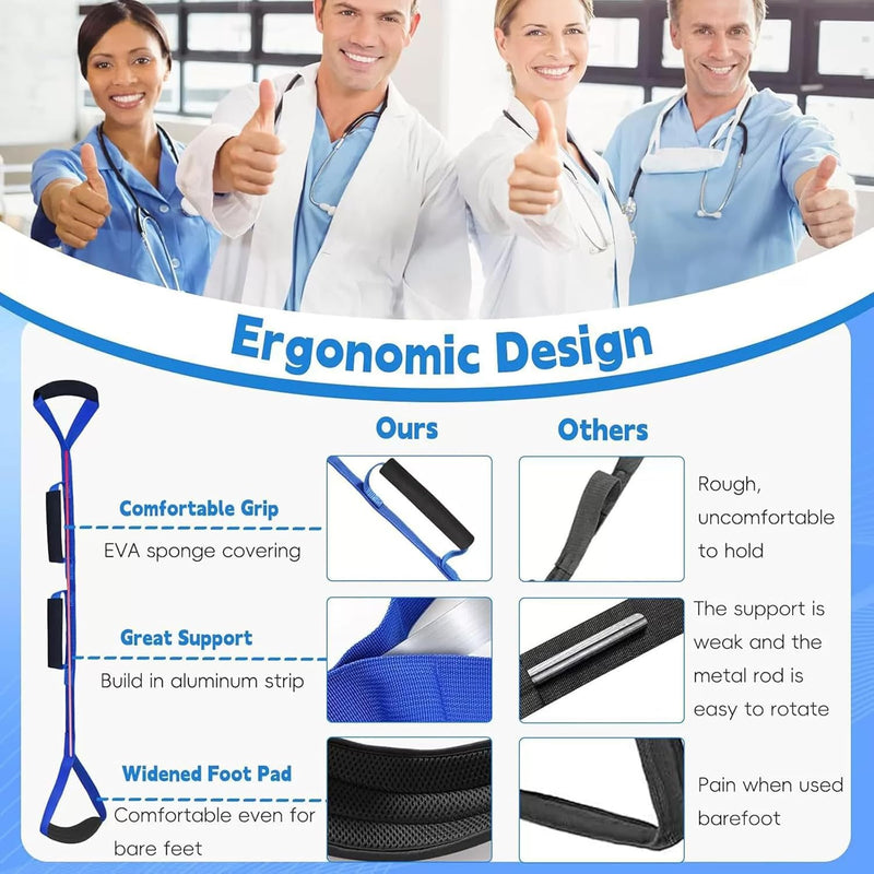 42 Inch Leg Lifter, Leg Lifter After Hip Replacement, Leg Lifter for After Knee Surgery, Leg Lifter Strap Rigid with Multi Loops, Leg Lifters Getting Legs in and Out of Bed, Car, Couch, Wheelchair Blue - BeesActive Australia