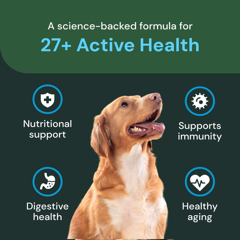 VetriScience Veterinary Strength 27+ Active Health Chews - Comprehensive Dog Multivitamin for Dog Health & Wellness - Digestive Support - Duck Flavor - 60 Count 60 Chews