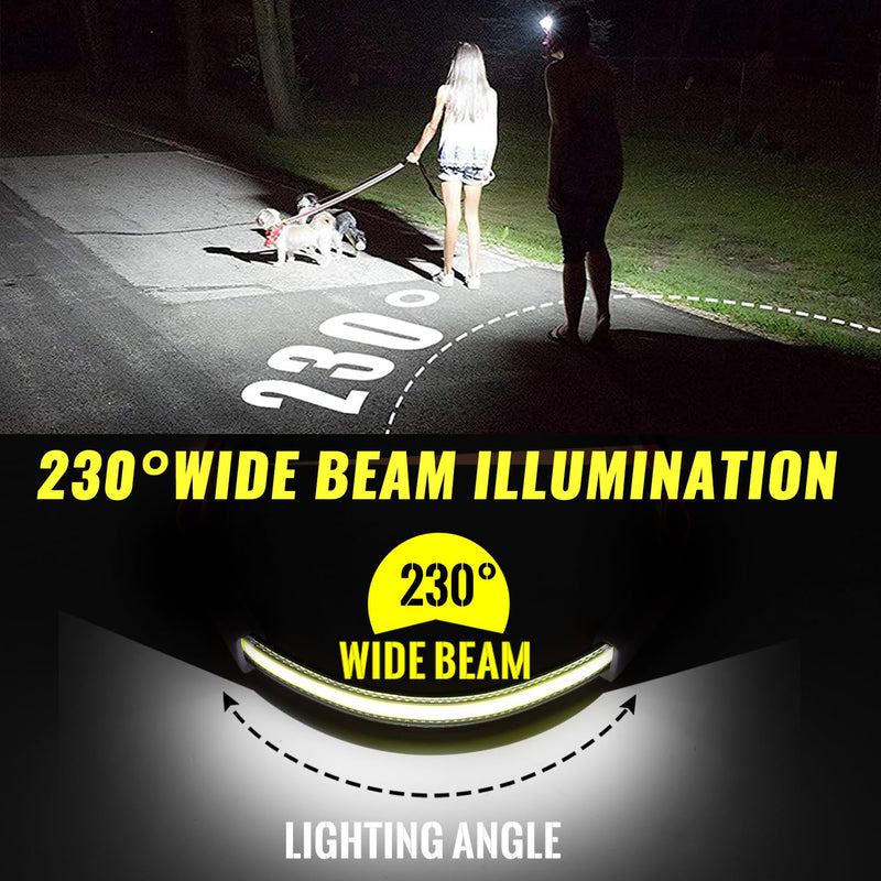 Rechargeable Headlamp Beanie, 1200Lumens LED Beanie Hat with Wide Beam Light Built-in, 6 Modes, Lightweight, Winter Headlight Head Lamp Beanie, Gifts for Men Dad Father Husband(Black) Black