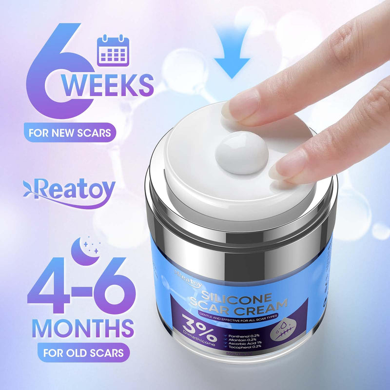 Silicone Scar Cream for Surgical Scars, 3% Dimethicone Complex Silicone Scar Gel for Old & New Scars, C-Section, Pregnancy, Acne, Injury, Keloids, Burns, Non-Irritating Scar Removal Cream(55ML) 55ML - BeesActive Australia
