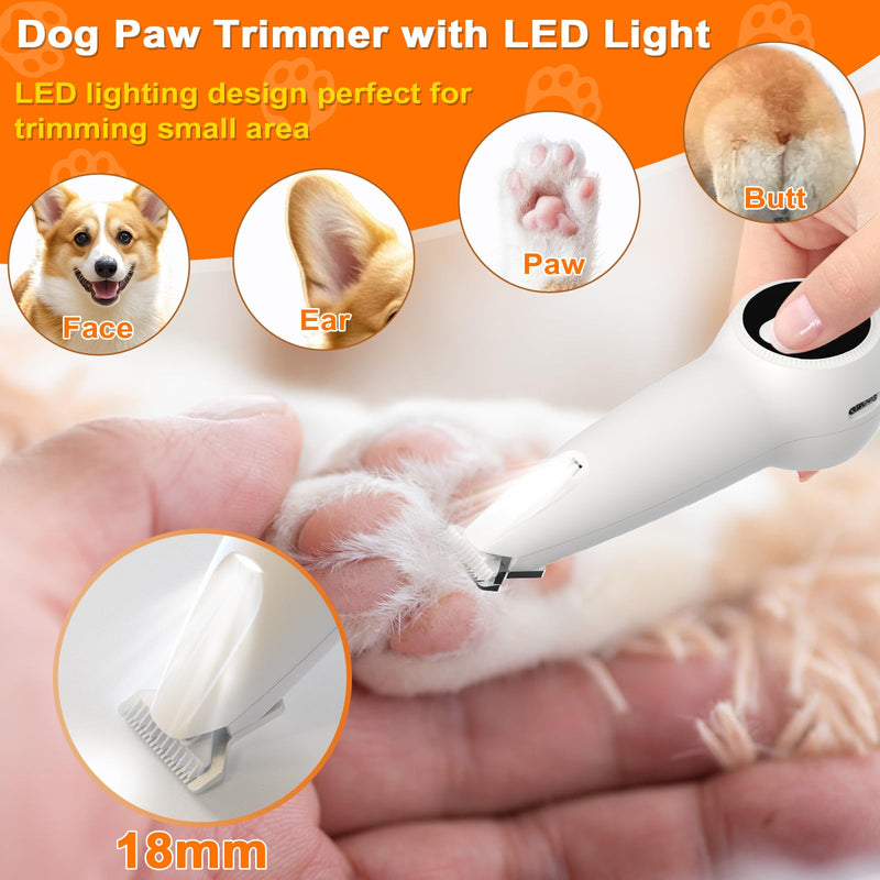 Dog Paw Trimmer with LED Light, Upgraded 2 in 1 Dog Grooming Kit, Cordless Dog Nail Trimmers Grinder with 3 Ports for Small Medium Large Dogs, Pet Micro Precision Electric Trimmer for Paws Eyes Ears - BeesActive Australia
