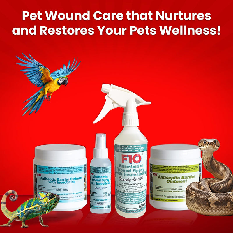 F10 Antiseptic Wound Spray for Reptiles, Birds, Small Animals & Exotic Animals, Antiseptic Pain Relief Spray & Prevents Infection - 100ml 100 ml - PawsPlanet Australia