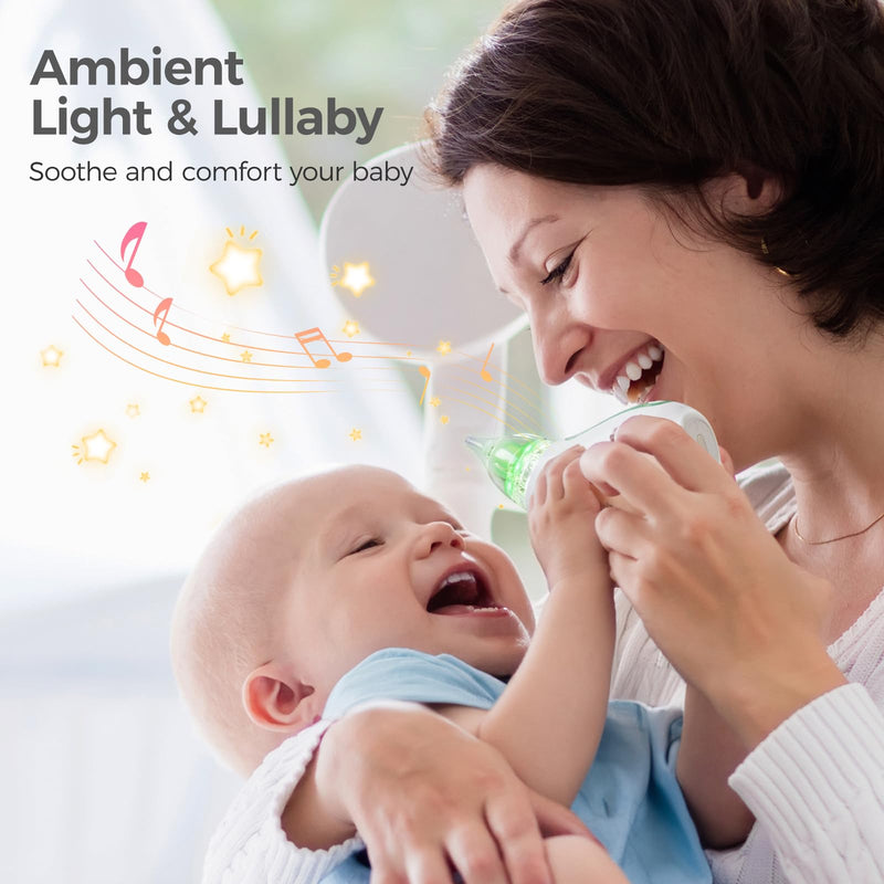 Momcozy Baby Nasal Aspirator, 3 Suction Levels Electric Nasal Aspirator for Baby, Newborn and Toddler, Portable Baby Nose Aspirator with Light Soothing and Music - BeesActive Australia