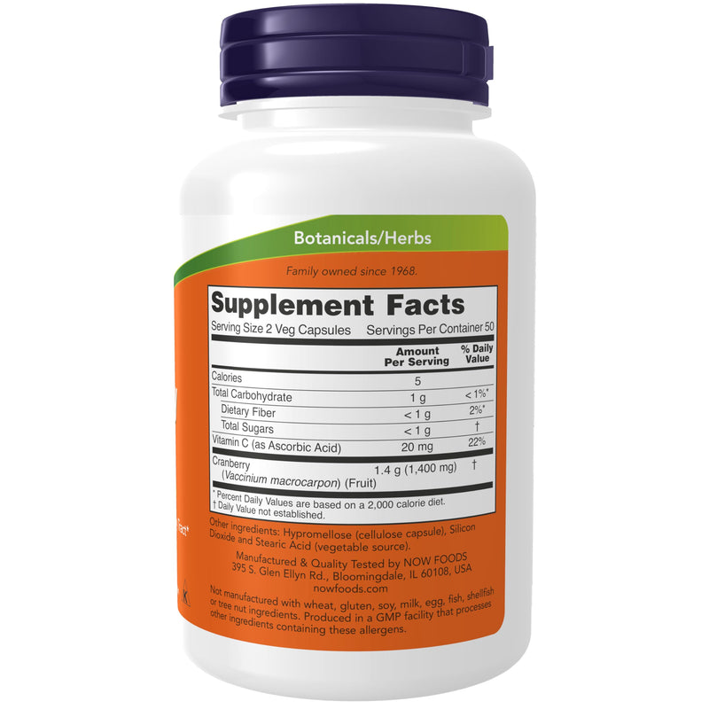 NOW Foods Supplements, Cranberry Caps with Added Vitamin C, Healthy Urinary Tract*, 100 Veg Capsules 100 Count (Pack of 1)