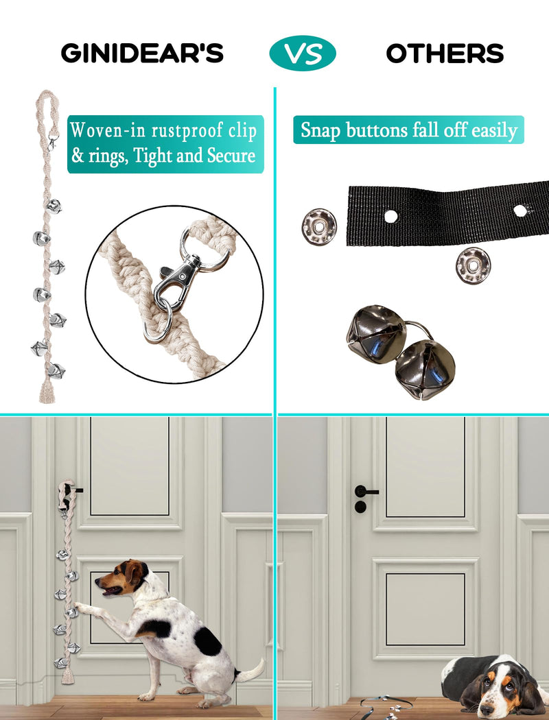 Dog Bells to Go Outside, Dog Doorbells for Potty Training, Adjustable Dog Door Bell, Dog Training Bell for Door, Puppy Training Bell. Twisted Style, Beige - BeesActive Australia