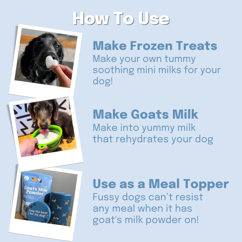 Buddy & Lola Goats Milk Powder for Dogs & Cats | Digestive Dog Health | Low Lactose Formula for Dog & Puppy | Perfect for Hydration | Suitable for Puppies & Dogs of all ages | Nutrient Rich