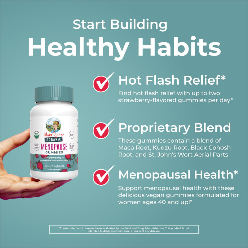 Organic Menopause Gummies by MaryRuth's | Menopause Supplements for Women | Mood Support | Hot Flash Relief | Maca Root | Black Cohosh | USDA Organic | Non-GMO | Vegan | 30 Servings - BeesActive Australia