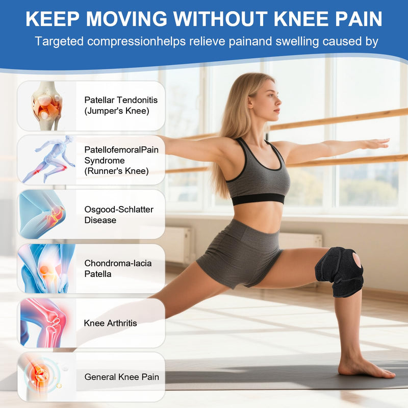 Plus Size Knee Brace for Women - Knee Pad for Working Out Running, Non-Slip, Dual Sides Stabilizers, Patella Gel Pads, Provide Support & Compression to Arthritic, Painful Knee, Meniscus Tear, ACL (Black, XL) Black X-Large - BeesActive Australia