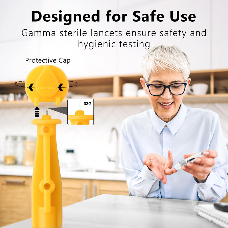 Blood Lancets for Diabetes Testing - 33 Gauge Diabetic Lancets for Blood Testing and Glucose Testing - Fits Most Lancing Devices - 310 Count (Colourful)