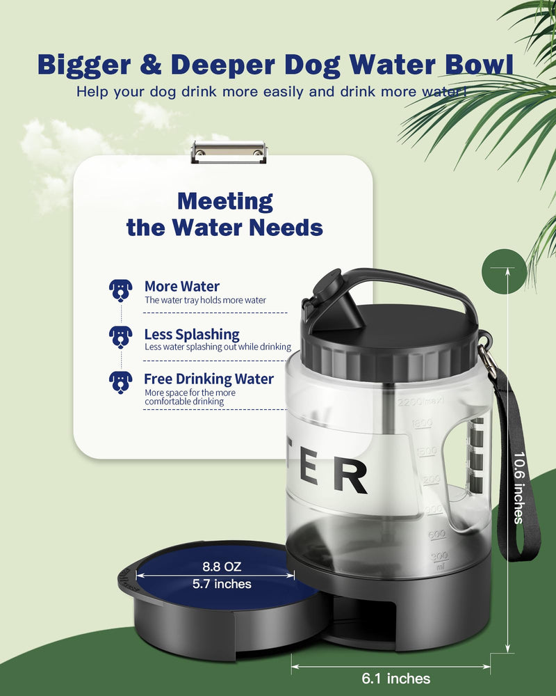 77oz Dog Water Bottle Dog Travel Water Bottle, Portable Dog Water Bowl Dispenser for Travel Camping Hiking Walking, Dog Water Drinking Bottle Dog Travel Water Bowl for Large Dogs 77oz-Black - BeesActive Australia