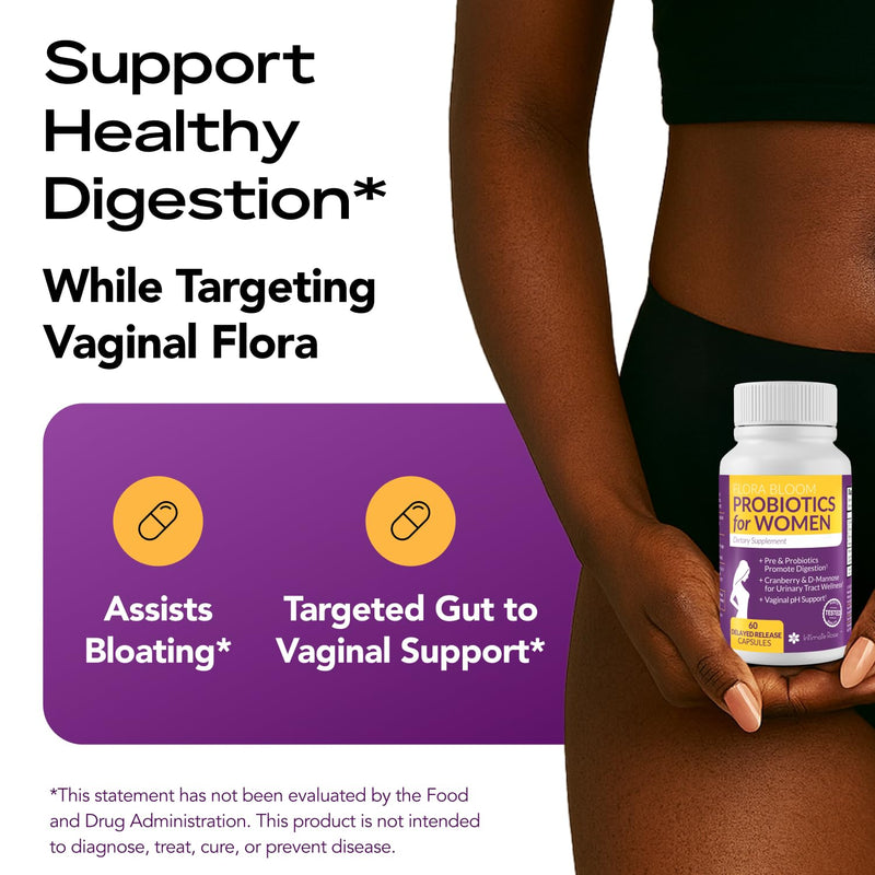 Complete Vaginal Probiotics for Women - w/Added Cranberry, D-mannose to Promote Urinary Tract, Bladder, Gut & Vaginal Health - pH Balance for Women - Support UTI, BV, YI - 60 Vegan Capsules 60 Count (Pack of 1) Vaginal & Urinary Support - BeesActive Australia