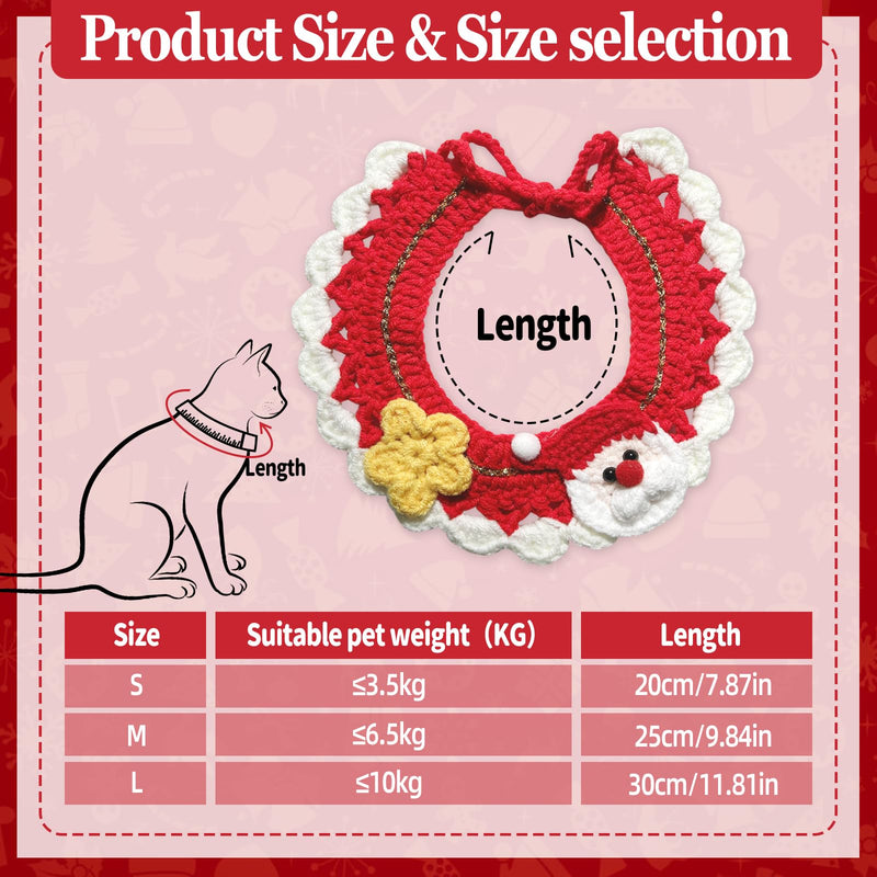 Dogs Cats Christmas Sweater Collar Handmade Knitted Dress Up Costumes Accessories Tie Cute Necklace with Bow for Puppy Pet (M, Santa Claus) Medium - BeesActive Australia