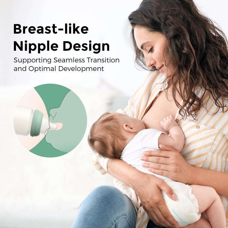 Momcozy Soft Baby Nipple Premium Natural Flow Silicone for Wide-Neck Bottles, BPA-Free, Perfectly Compatible with Momcozy Breast Milk Cooler, Small (Pack of 2) Flow1-Small