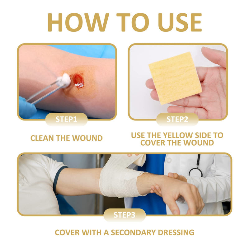 Dr. Med Manuka Honey Calcium Alginate Dressing 2"x2" (10 PCS/Box), Highly Absorbent dressings with Honey for Abrasions, Burns, Diabetic Foot, Pressure Sores and Venous Ulcers Faster Wound Care Manuka Honey Pads 2" x 2" - 10 Pcs/Box
