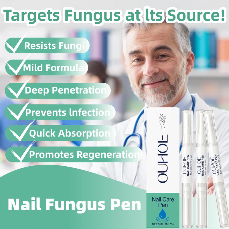 Nail Fungus Pen，Nail Growth & Repair Essence Pen, specifically designed for fungal infections on toenails and fingernails. Repairs and strengthens nails, revealing smooth and glossy nails（3pcs） 3pcs