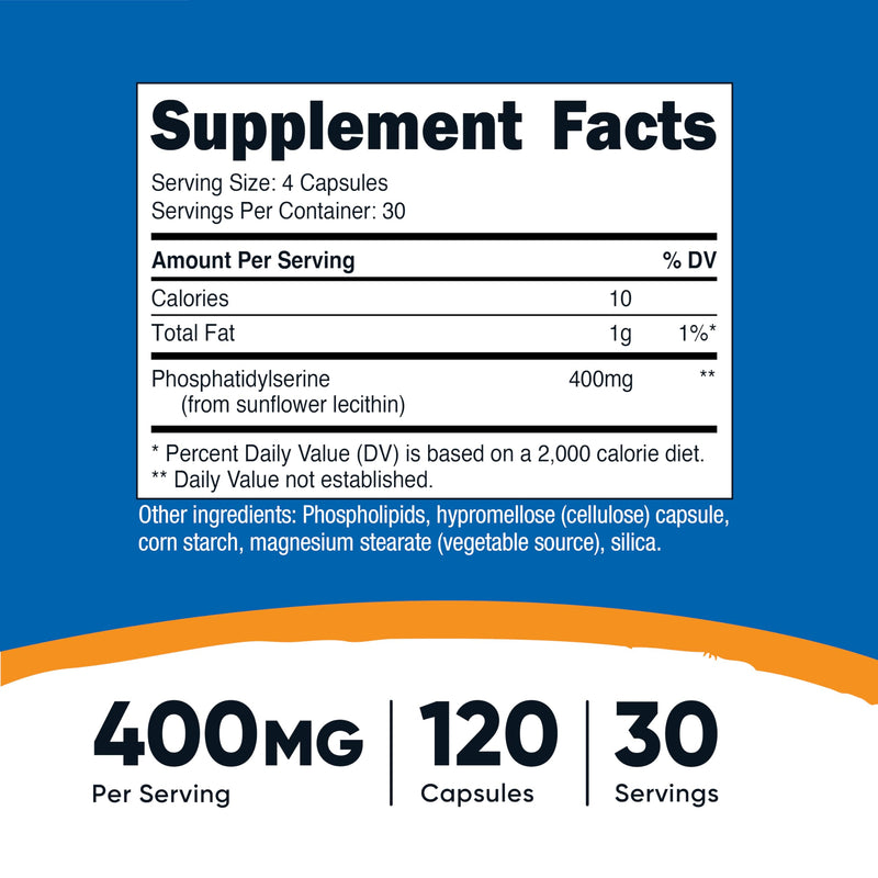 Nutricost Phosphatidylserine 400mg, 120 Capsules - Soy Free, 30 Servings, Vegetarian Friendly, Non-GMO, Gluten Free (Pack of 2) 120 Count (Pack of 2)