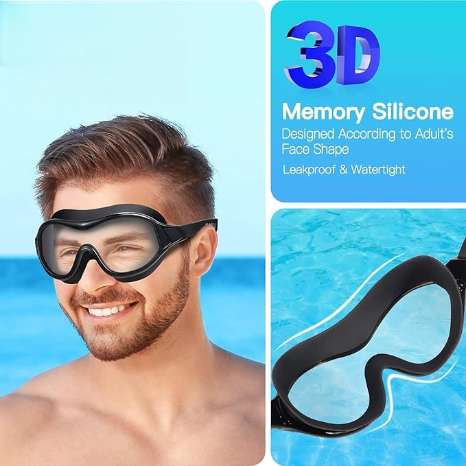 Swim Goggles No Leaking Anti-Fog Pool Goggles Swimming Goggles for Adult Men Women Youth, UV Protection 180° Clear Vision Black With Clear Lens - BeesActive Australia