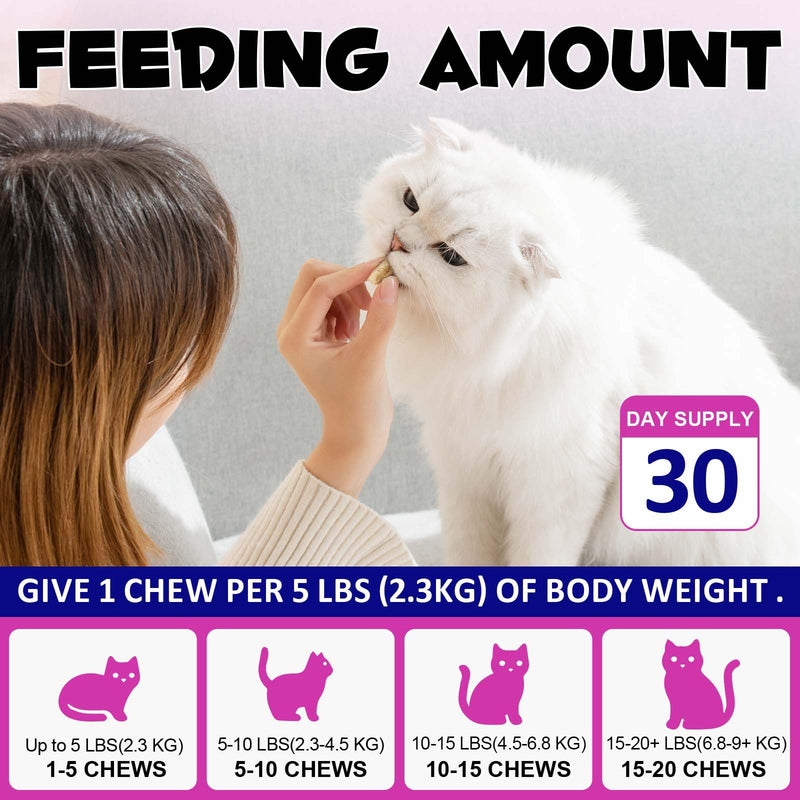Daily Essential Vitamins for Cats - 15-in-1 Multivitamin Soft Chews with Taurine, Omega, Prebiotics & Green-Lipped Mussel for Immune, Digestion, Joint Support, Skin and Coat Health