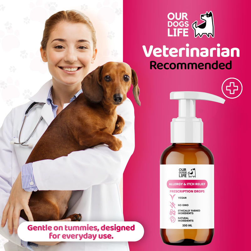 Dog Allergy and Itch Relief Drops - Comprehensive Itchy Dog Skin Relief - Immune Boosting Formula - dog itchy skin relief - 200ml