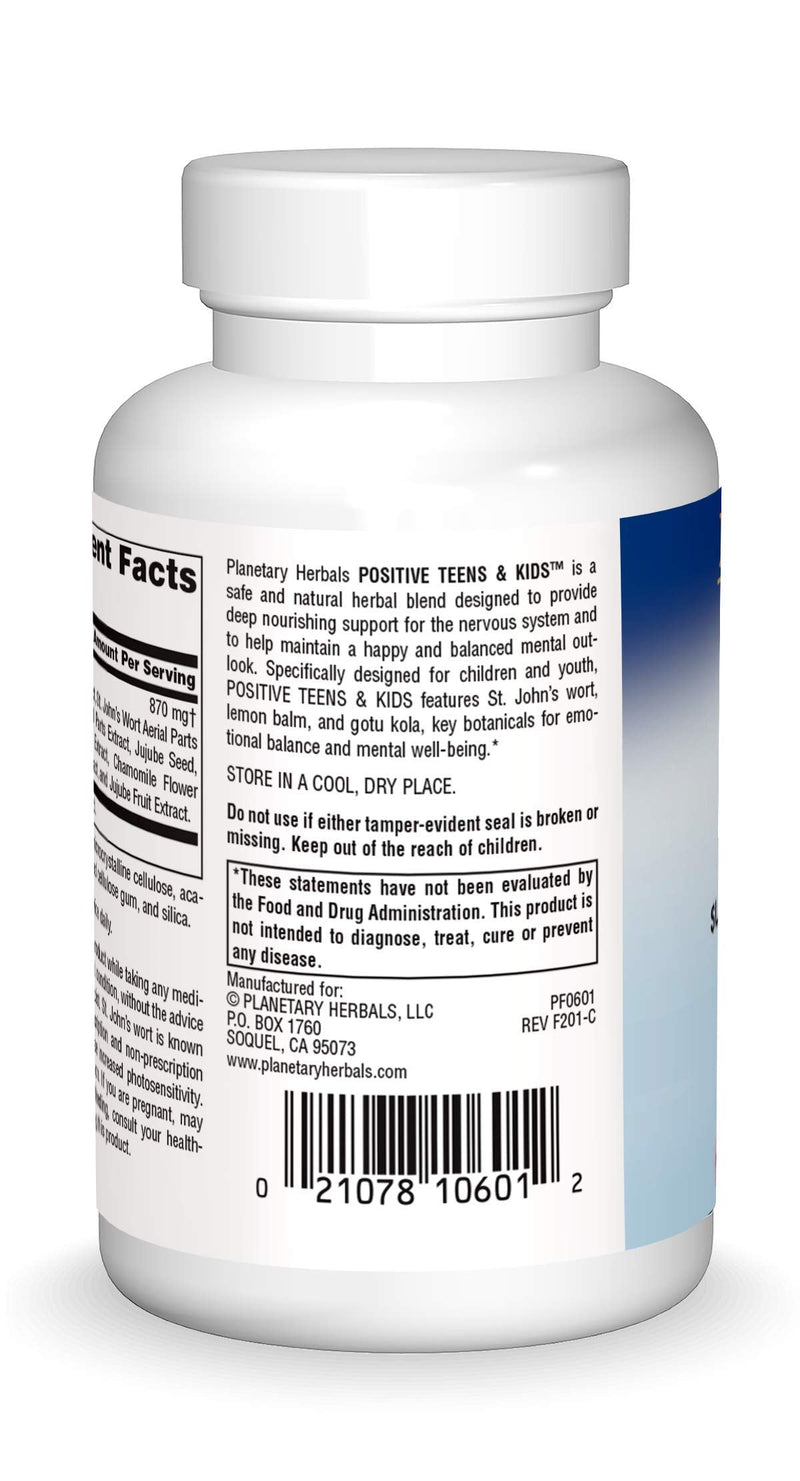 Planetary Herbals Positive Teens & Kids 435mg, Supports Emotional Well-Being,120 Tablets | Supports Emotional Well-Being