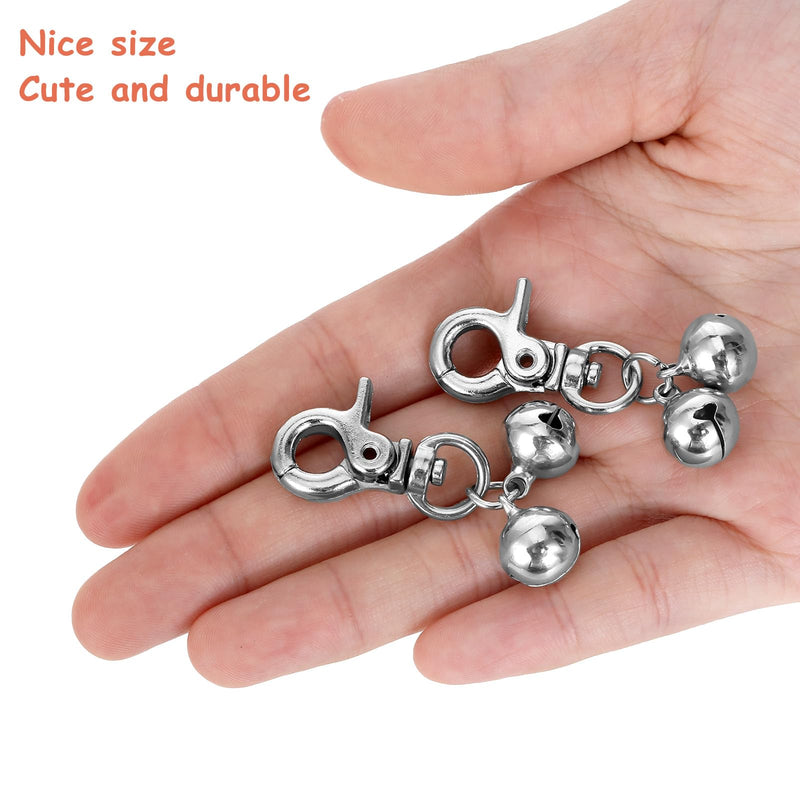 Loud Cat Dog Bells 2 Pieces Pet Bells Loud Pet Bells for Dog Collar Large Dogs Pet Bell Pendant Silver Tracker Bells for Dogs Cat Training Necklace - BeesActive Australia