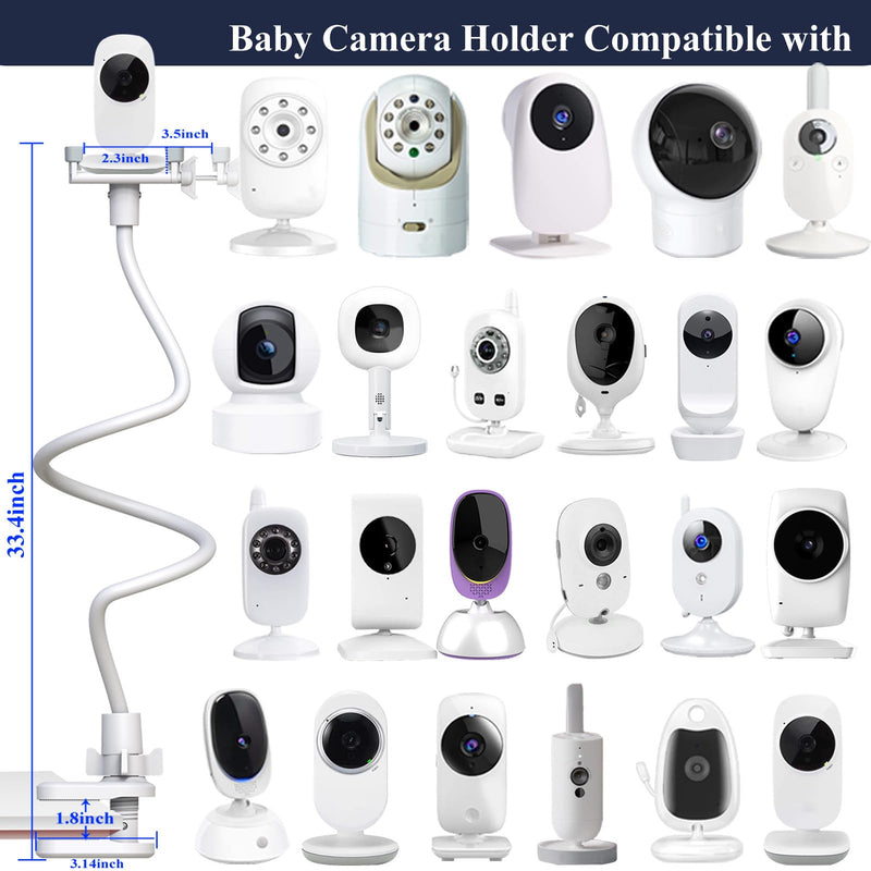 Baby Camera Mount Flexible Baby Monitor Holder Stand Compatible with Nanit Pro,Vetch,eufy, HelloBaby HB65/HB66/HB248,ANMEATE SM935E, Infant Optics DXR-8 Pro,Any Cameras with 1/4" Screw Stand 1 Count (Pack of 1) - BeesActive Australia