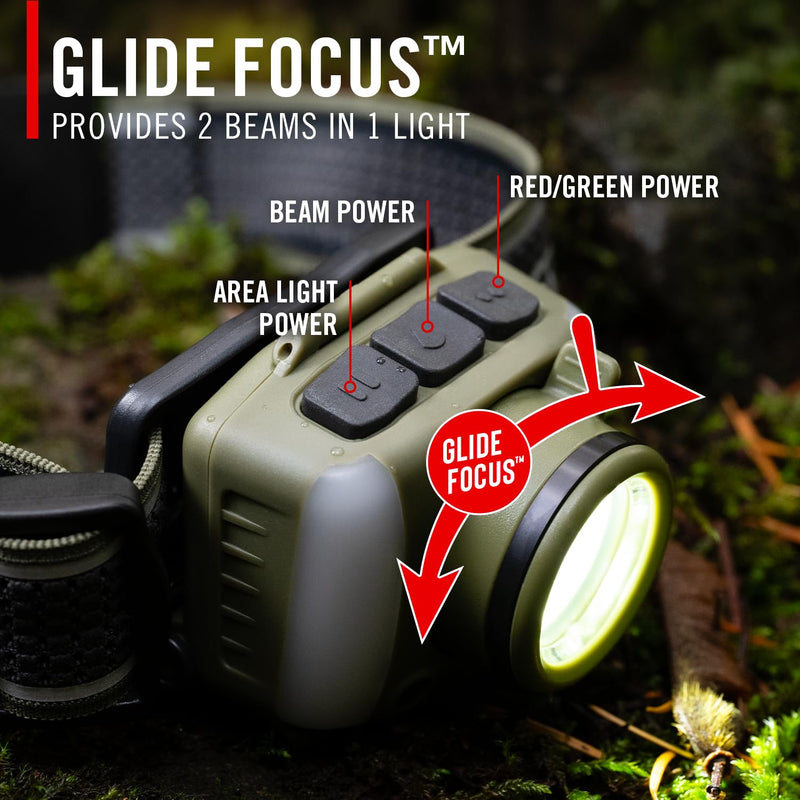 Coast FL97R Voice-Controlled 1200 Lumen Rechargeable LED Headlamp with Pure Beam® Spot & Flood, ARC Lighting, Red & Green Color Modes, Glide Focus™ Radial Arm Dial and USB-C Charge Port, Ocean Blue - BeesActive Australia