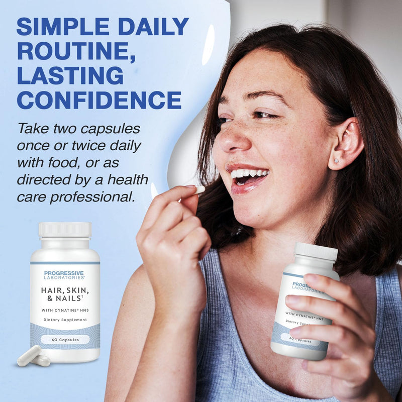 Hair, Skin & Nails Supplement w/ Cynatine HNS & TRAACS Minerals, 60 Caps | Biotin and Collagen Supplements to Support Strong Hair, Healthy Skin & Resilient Nails, Keratin Hair Supplement for Women