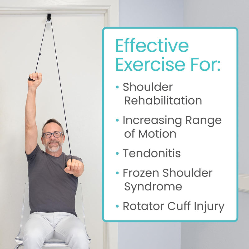 Vive Shoulder Pulley for Physical Therapy - Over the Door Pulley for Frozen Shoulder Rehab - Exercise & Workout Equipment, Overhead Doorway System - Rotator Cuff & Arm Injuries - Impingement Treatment Fabric Door Anchor - BeesActive Australia