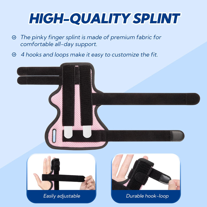 Pinky Finger Splint, Trigger Finger Splint Pinky Right & Left Hand, Ulnar Gutter Splint, Metacarpal Finger Splint Hand Brace for Boxer Finger, Dupuytren's Contracture, Arthritis, Pink, M