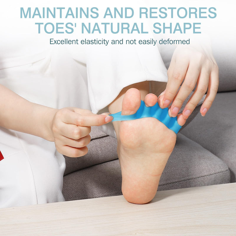 KTSAY Silicone Toe Separators for Women & Men - Toe Spacers for Bunion Relief, Hammer Toe, Plantar Fasciitis & Pedicures | Includes Metatarsal Pad & Therapeutic Yoga Cushion for Foot Pain (2, Blue) 2 - BeesActive Australia