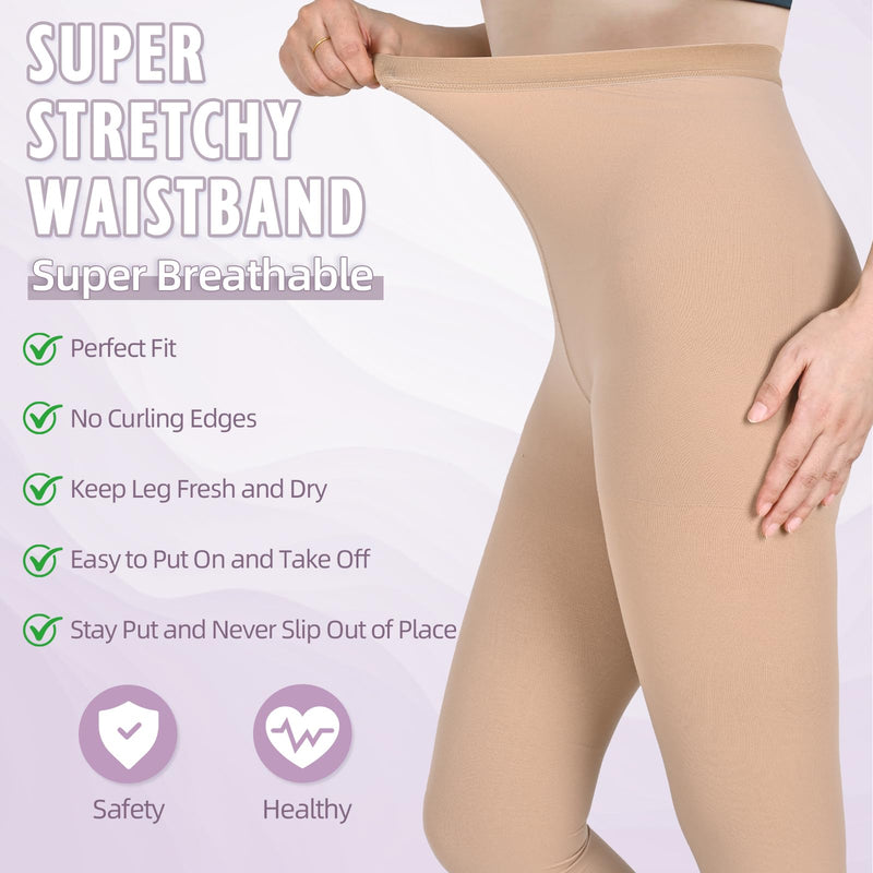Compression Pantyhose for Women & Men, Footless 20-30mmHg Medical Graduated Compression Leggings, Waist High Support Tights, Opaque Stockings for Varicose Veins Edema Post Surgery Large 1 Pair-beige - BeesActive Australia