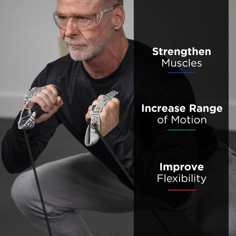 THERABAND Resistance Tubes, Professional Latex Elastic Tubing with Soft Handles For Physical Therapy, Lower Pilates, At-Home Workouts, and Rehab, 50 Inch, Black, Special Heavy, Advanced Level 1
