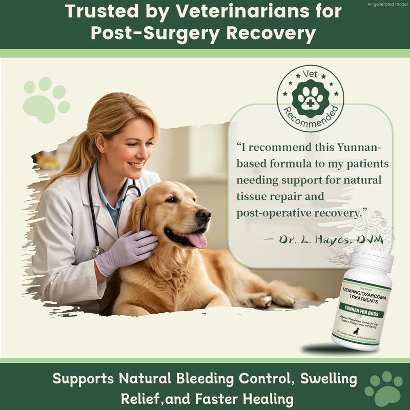Quick Stop Bleeding for Dogs, Natural Yunnan Sanqi Capsules for Hemangiosarcoma, Hemoabdomen, Pericardial Effusion, Cancer Bleeding, Severe Bruising, Ulcer-Related Bleeding, Bloody Stools-90 Capsules