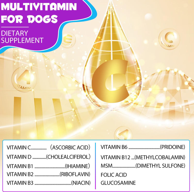Dog Multivitamin Drops 15 in 1 Dog Vitamins & Supplements for Improving Hip, Joint, Skin Coat, Skin Health, Gut Health and Heart Health Digestion For Dog