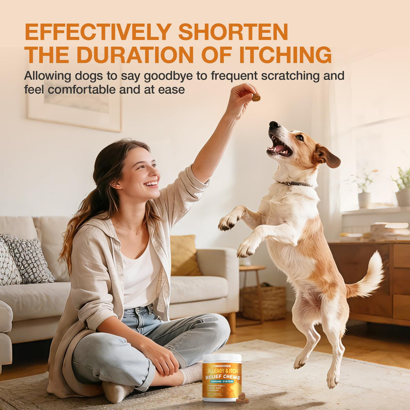 180 Count Dog Itch Relief Chews, Kiwi,Allergy Support Supplement, Soothe Dry Itchy Skin, Reduce Scratching Licking, Daily Health Chews for Dogs