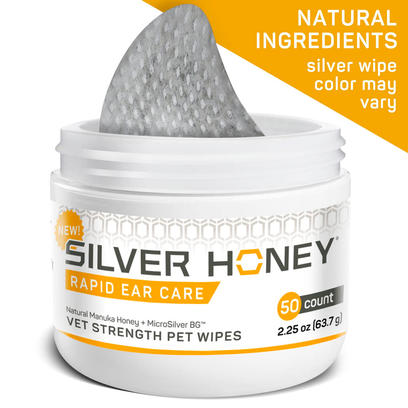Absorbine Silver Honey Rapid Ear Care Vet Strength Pet Wipes, 50ct, Manuka Honey & MicroSilver BG - BeesActive Australia