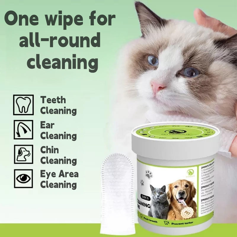 Upkdomm Finger Brushes for Pet Dental Care, Teeth Cleaning Finger Wipes for Dogs & Cats, Reduces Plaque and Freshens Breath, Removes Tartar, Disposable Pet Teeth Wipes 50pcs
