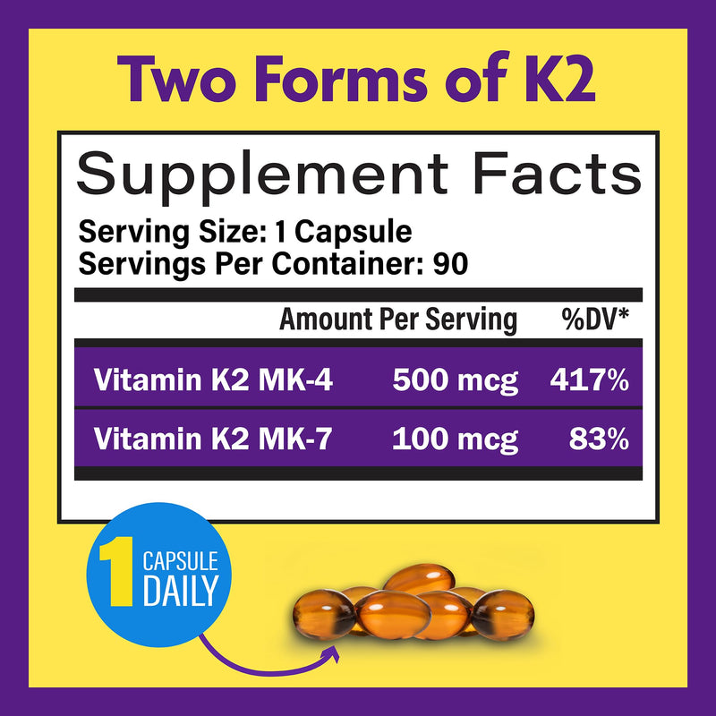 InnovixLabs Full Spectrum Vitamin K2 MK-7-90 Capsules - Vit K2 Vitamin Supplement with Trans Form MK7 & MK4-600 mcg - Supports General Health & Bones, K-2 Vitamins - Soy & Gluten Free - BeesActive Australia