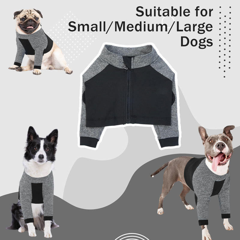 LeLePet Dog Front Leg Recovery Sleeve Elbow Protector Surgical Recovery Suit Dog Leg Wound Joint Protector Anti Licking Short Dog Suit Leg Brace Black Medium - BeesActive Australia