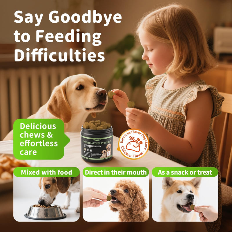 Dog Liver Support Chews - with Milk Thistle (Silybum), Same & NAC - Liver Supplement for Metabolic - Detox - Gut & Immune Health - Chicken Flavor, 90 Soft Chews Chicken 90 CT
