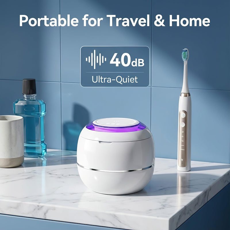 Ultrasonic Retainer Cleaner Machine, White, 42KHZ Dental Cleaning Pod For Denture, Toothbrush Heads,Jewelry, Braces, Digital Timer with 2 Modes, 180ML,304 stainless steel inner liner - BeesActive Australia