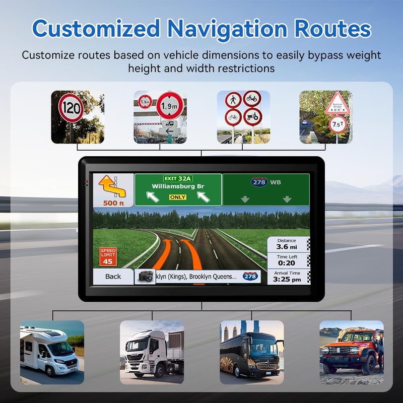JFX GPS Navigator for Car Truck RV, 7" Touchscreen GPS Navigation System for Car with 2026 Map, Voice Turn-by-Turn Guidance, Speed & Red Light Warning, Custom Truck Routing, Free Lifetime Updates - BeesActive Australia