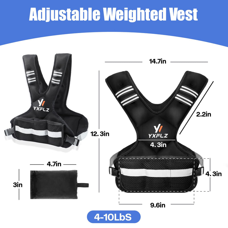 Weighted Vest Women Men - Adjustable Weighted Vest Woman with 6 Ironsand Weights, 4-10lb/11-20lb/21-32lb Vest for Walking, Running, Fitness, Strength Training, Workouts Black - BeesActive Australia