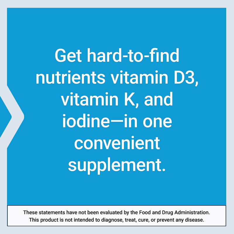 Life Extension Vitamins D and K with Sea-Iodine, vitamin D3, vitamin K1 and K2, iodine, supports immune, bone, arterial and thyroid health, non-GMO, gluten-free, 60 capsules 60 Count (Pack of 1) - BeesActive Australia