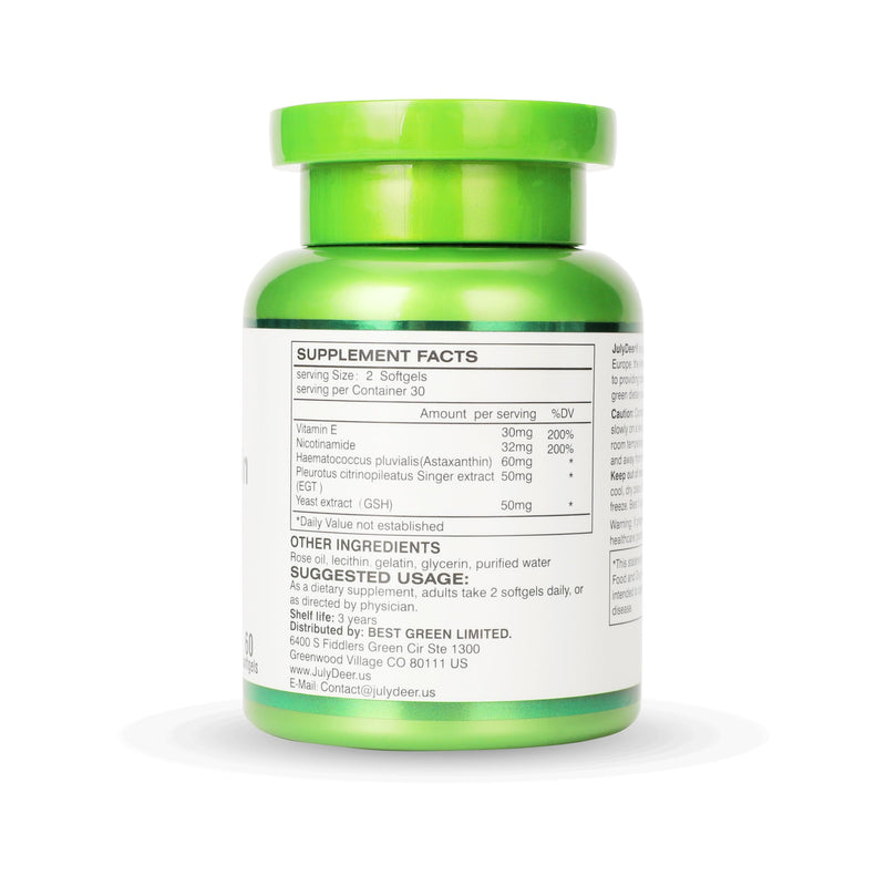 2 Bottles Astaxanthin 6 mg with Nicotinamide Vitamin E Premium Antioxidant Supplement EGT GSH - for Skin, Eye, Joint & Immune System Health Cell Health & Energy‰∏®5 in 1-120 Softgels 2 Bottles 120 Softgels - BeesActive Australia