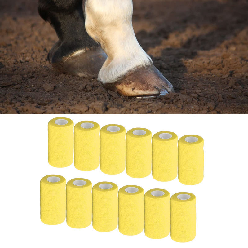 12Pcs Bandage Wrap Natural Latex Elastic Self Adhesive Wrap for Cows Dogs Horses 10cm(Yellow) - BeesActive Australia