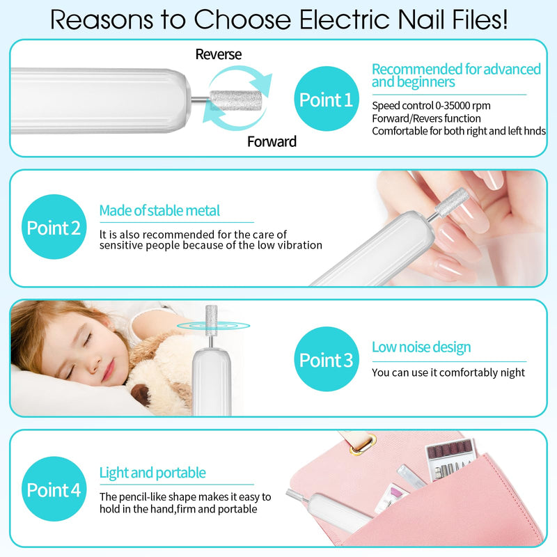 Electric Nail Drill, Professional Manicure Pedicure Kit, Cordless Electric Nail File Set, Rechargeable Pedicure Tools for feet, 3 Speeds Hand Foot Care Nail Drill for Thick Nail Toenail Cuticle-White White - BeesActive Australia