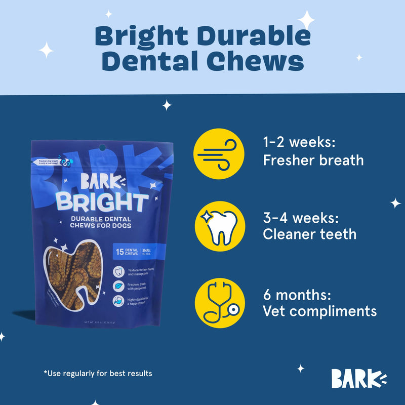 Barkbox Dog Dental & Meal Topper Bundle – Bright Durable Small Breed Dental Chew Sticks (15 Chews) with Pork Shake & Pour Food Topper
