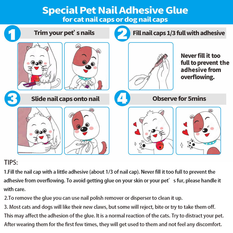 10pcs of Special Pet Nail Adhesive Glues & 20pcs of Applicator Tips for Cat Nail Caps and Dog Nail Caps 10pack - BeesActive Australia